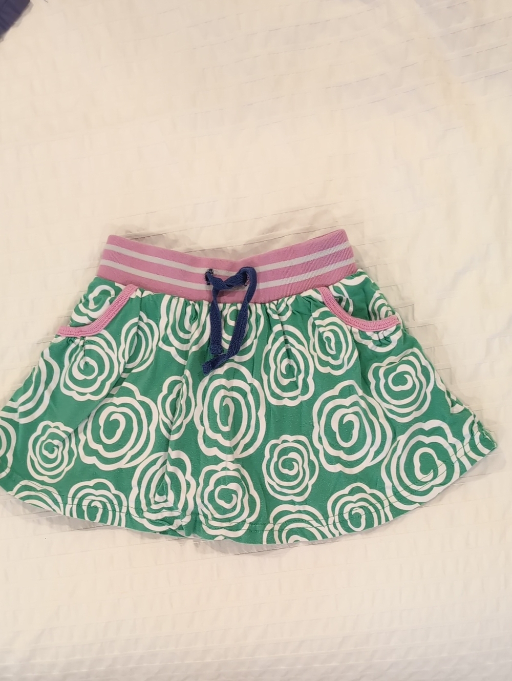 Kids Green Floral Skort with Pink Waistband